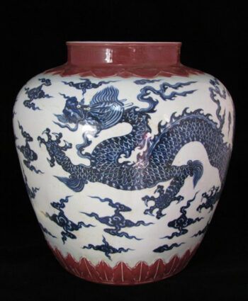 Blue Dragon Red Underglaze Tank